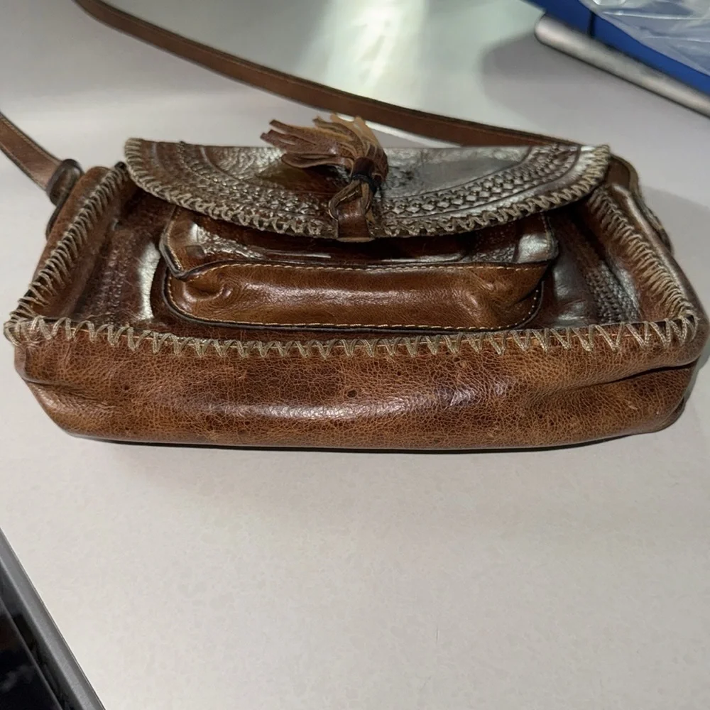 Patricia Nash Brown Beaumont Tooled Leather Boho Western Crossbody Bag